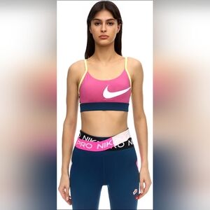 Nike Pro Intertwist Icon Clash Indy Bra Sports Top Blue Pink Logos Small S